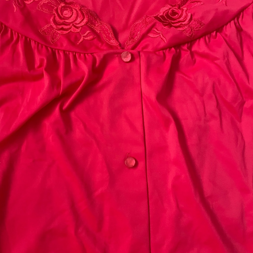 Elegant Vintage Red Night Shirt & Pants Sleep Wear Set - Picture 2 of 6